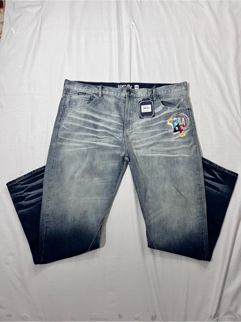 Born Fly Men’s Ombre Blue Straight Jeans size 46